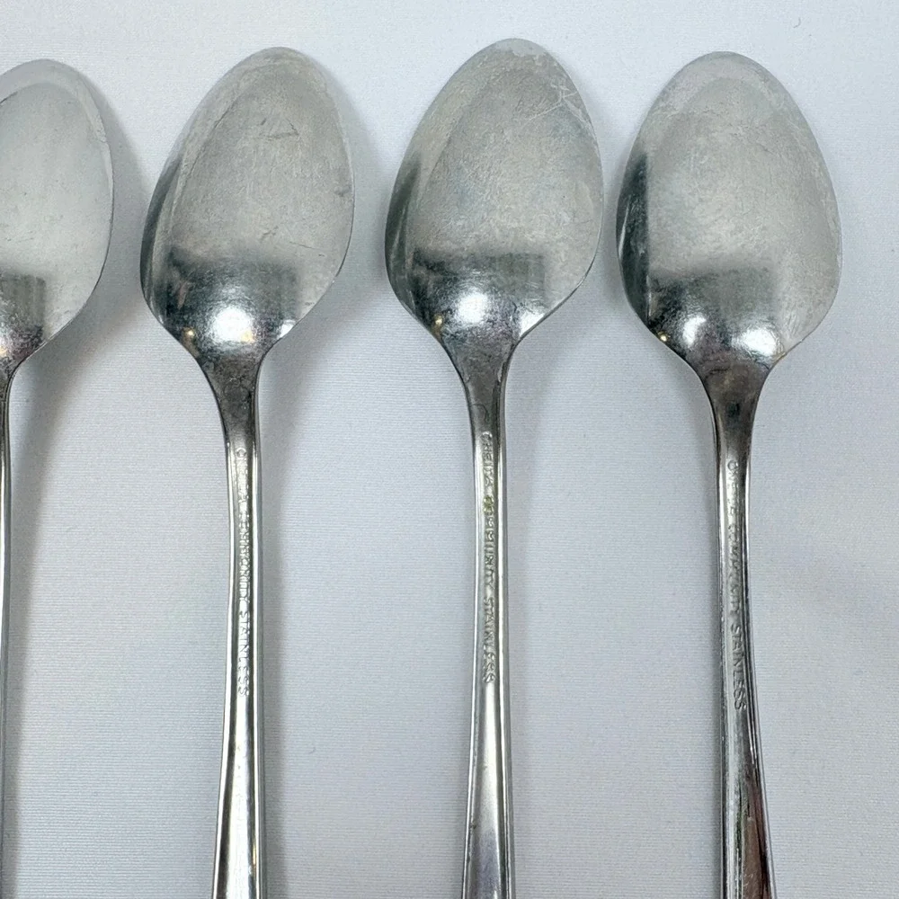 Vtg Oneida Community Stainless My Rose Iced Tea Spoons Set of 5 7.5